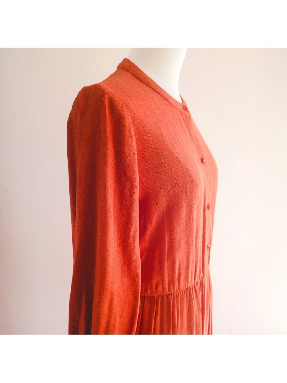 Women's Orange Long Sleeve Tiered Maxi Dress - Picture 8 of 13